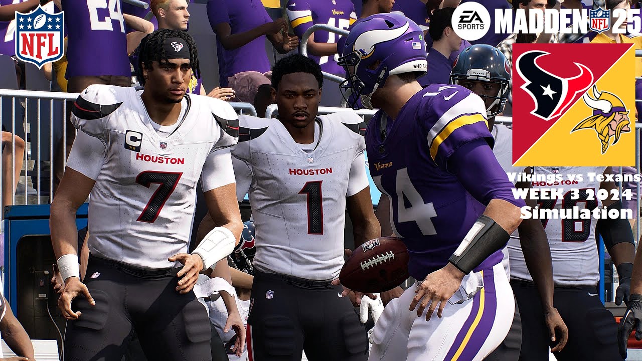Madden 25 Minnesota Vikings vs Houston Texans Week 3 Sim 2024 Full 15 Minute Quarters Game Play