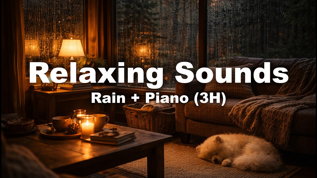 비 오는 밤 통나무 집 🌧️ 피아노 & 빗소리 Rainy Cabin Night | Rain Sounds for Study & Relax (3 Hours)