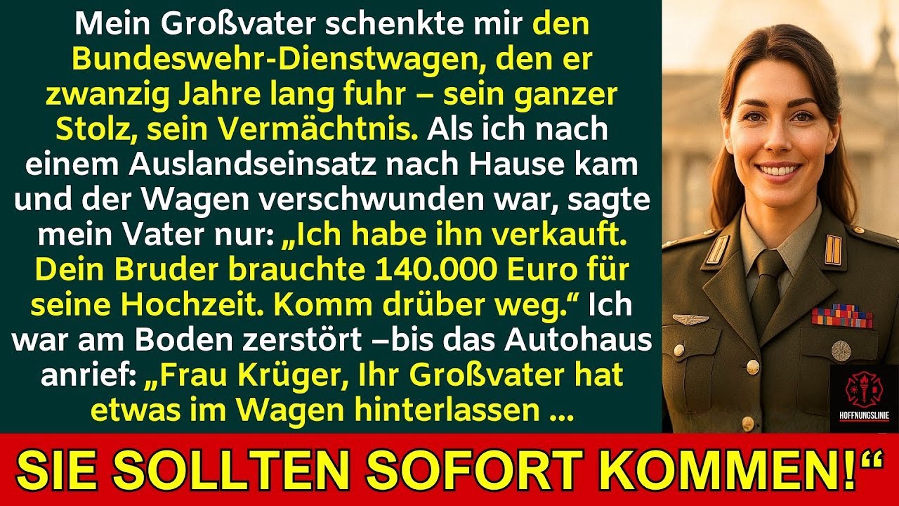 Mein Vater verkaufte Opas Militärerbstück für die Hochzeit – bis das Autohaus anrief...