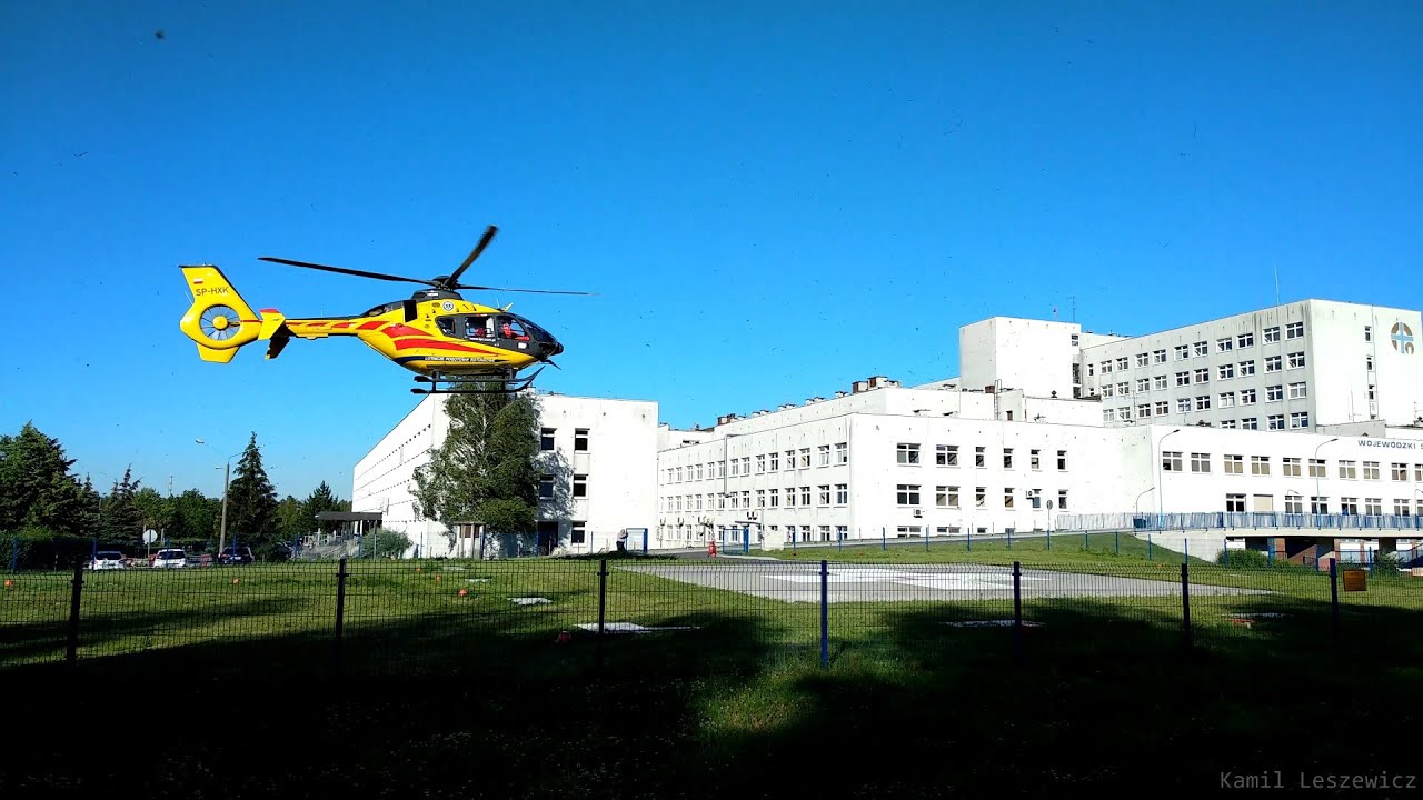 LPR SP-HXK - Ratownik 4 - Eurocopter EC135P2+ lądowanie i start WSS Częstochowa