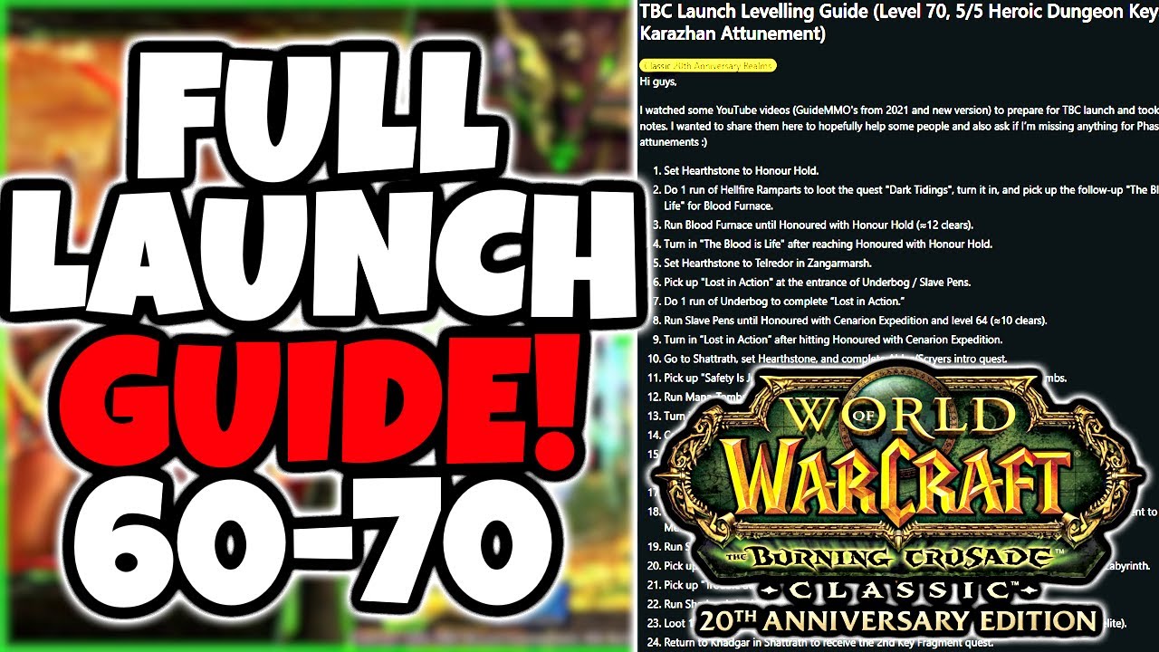 Full 60-70 Leveling Guide & Route For TBC Anniversary Launch!