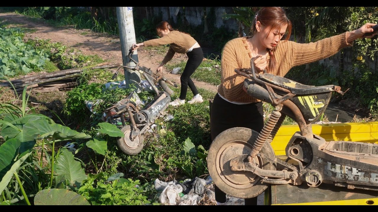 Genius Girl: Resurrecting an electric bike abandoned by its owner next to a high-voltage power pole.