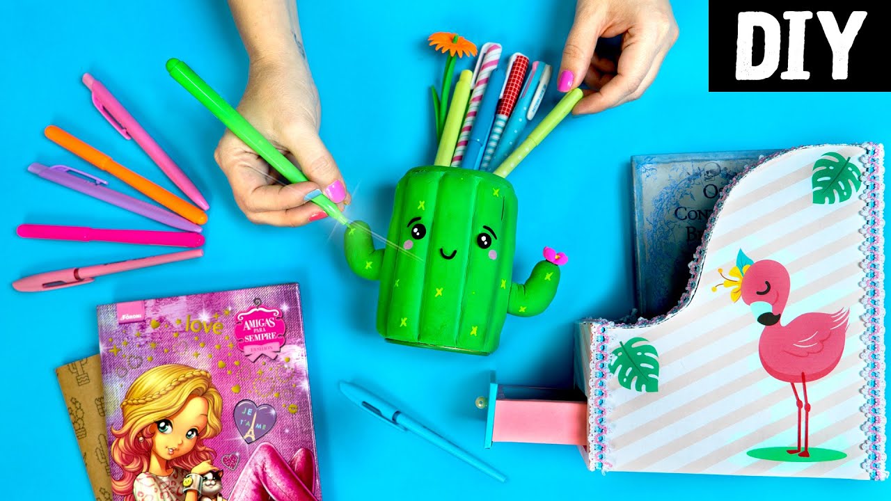 💡 Ideias para Decorar seu Cantinho 📖✏️ DIYS  + Tour pelo meu Ateliê 🌵 DIYS Cacto e Flamingo