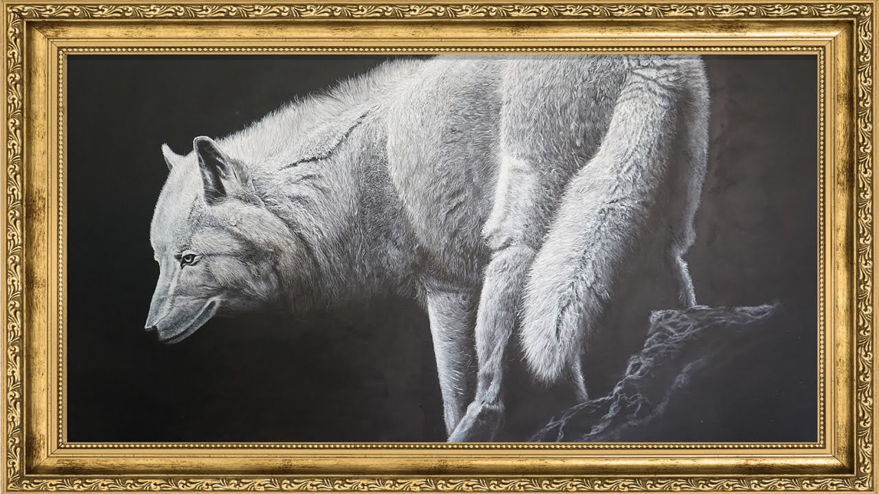 White Wolf Hyperrealism 4K Wallpaper | High Contrast Fur Texture Art Loop for Frame TV by Rodolfo IM
