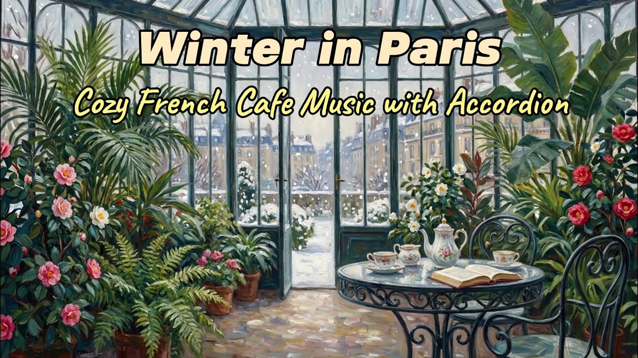 Winter in Paris 🗼Elegant French Jazz 🎻 Winter Garden 🌺 Cozy French Cafe Music, Lazy cafe break