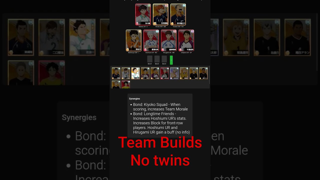 Haikyuu Fly high - Team Builds #haikyuu #haikyuuflyhigh #teambuilder #kpop #kpopdemonhunters