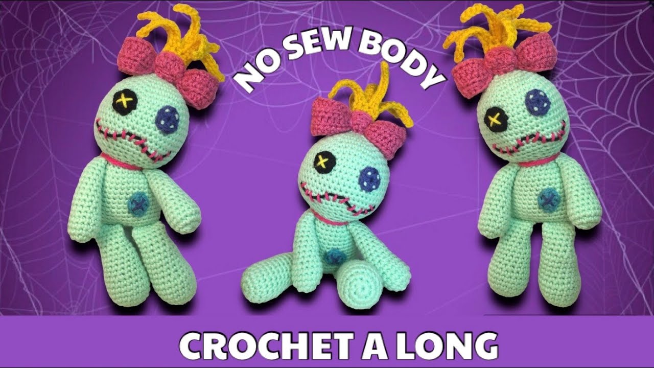 VOODOO RAG DOLL SCRUMP CROCHET A LONG FULL FREE AMIGURUMI TUTORIAL