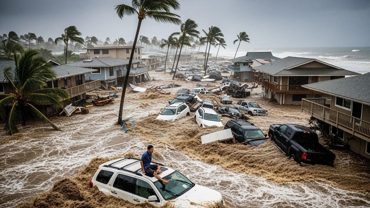 Chaos in Hawaii Today! Storm Giant Flash Flooding Swept Away Homes, Cars in Oahu