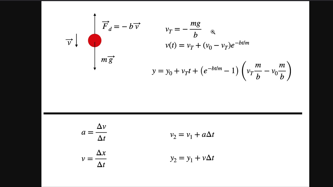 Numerical calculation of a falling ball with linear drag