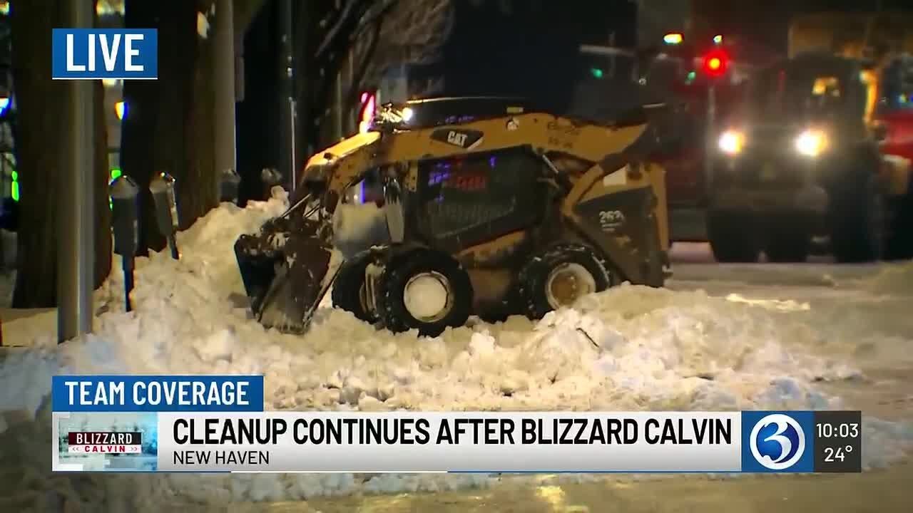 Crews cleaning up after Blizzard Calvin in New Haven