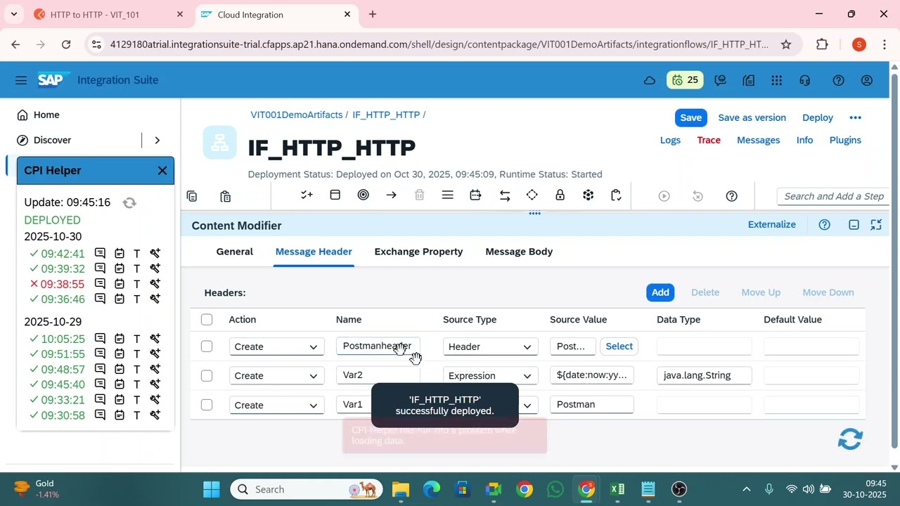 Allowed headers,Content modifier