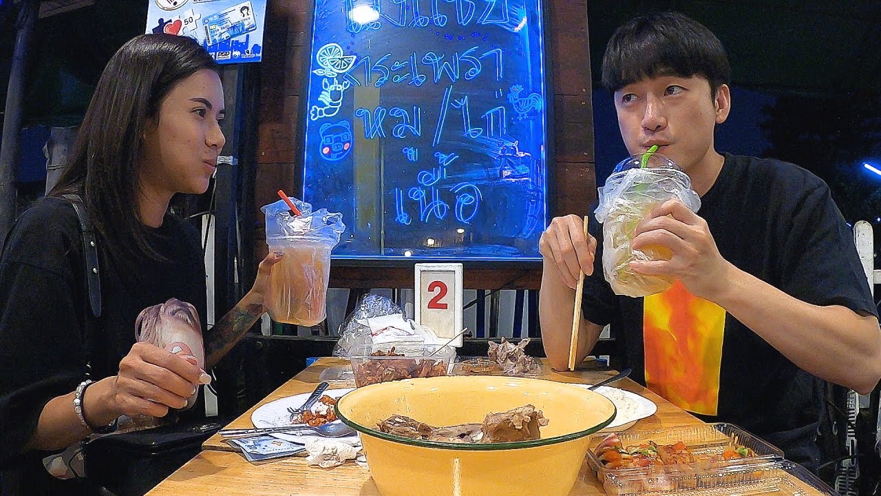 태국 방콕 딸랏 롯파이1 야시장 먹방 데이트