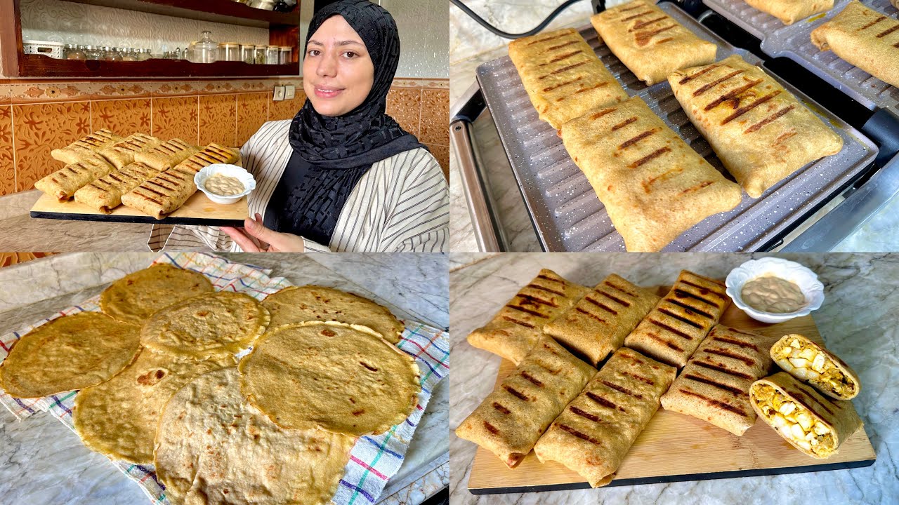 طاكوس منزلي بالقمح الكامل صحي 😍خبز طاكوس كيوجد فساعتو بدون اختمار او مجهود😍كيجي خطيير متشبعوش منو🥰