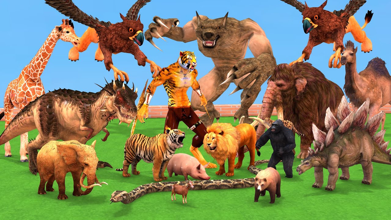 prehistoric Animals vs Saber Tooth Tiger Death Run Animals Game - Animals Revolt Battle Simulator