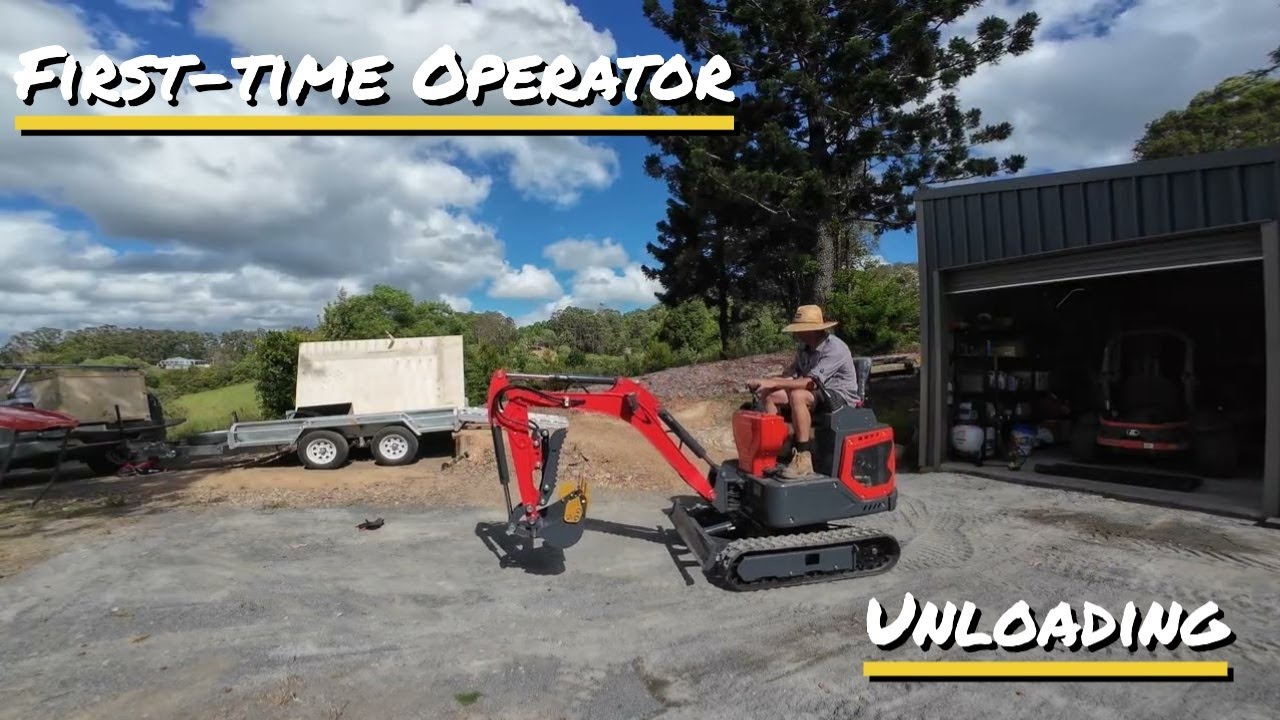 Unloading the CW12S Mini Excavator  | First Time Operating an Excavator