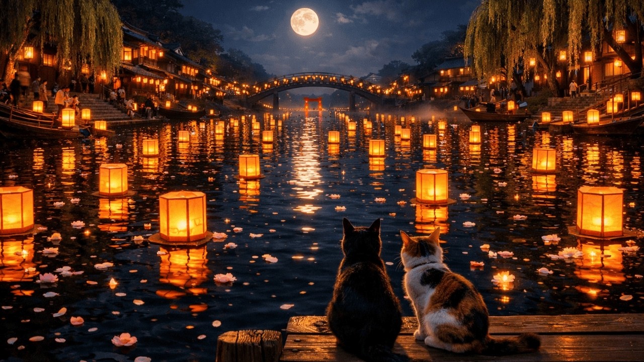 Floating Lantern River 🏮 Fantasy Japanese Lofi Hip Hop for Study, Work & Sleep • 2 Hours