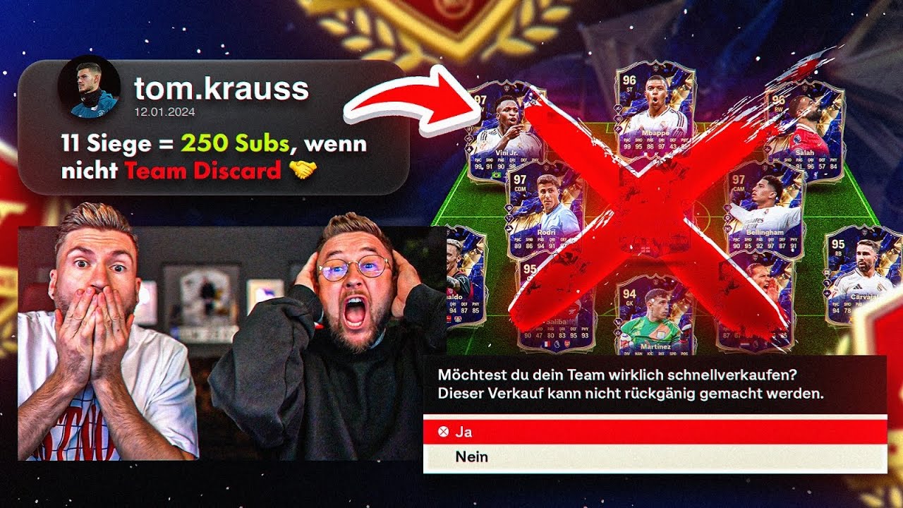 Wir mussten unsere TOTY TEAM SPIELER DISCARDEN 😰 Die 1000€ WL WETTE vs FUSSBALLPROFI 😱
