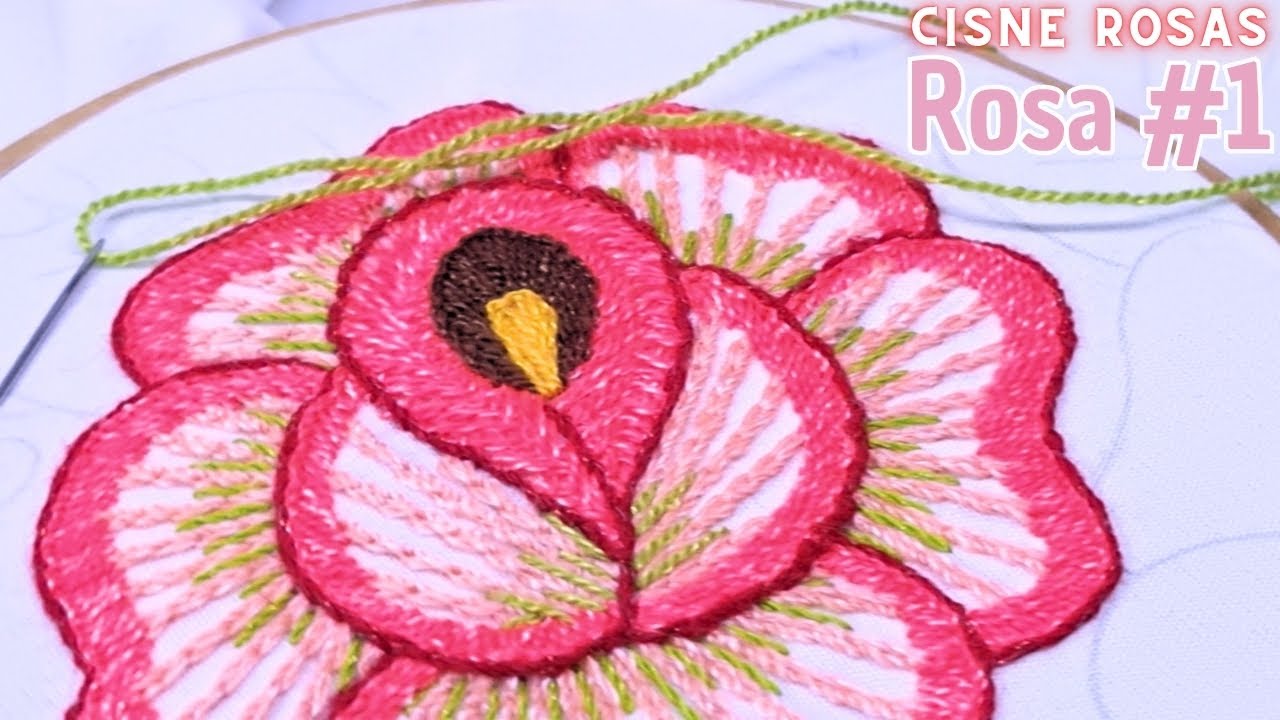 Nuevo bordado para diseño de Cisne con Rosas - Rosa #1 🌹