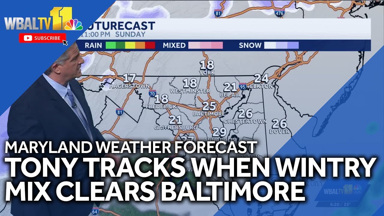 Wintry mix to exit Baltimore region around 9 p.m.