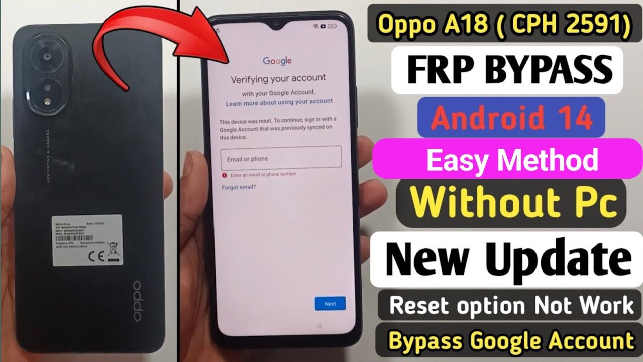 Oppo A18 (CPH2591) Android 14 Unlock Google Account | Oppo A18 Frp Bypass | Without Pc