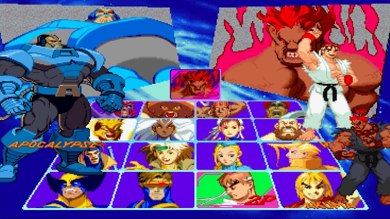 X-Men против Street Fighter Все персонажи [PS1]