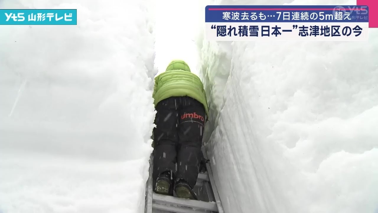 ７日連続５m越え「隠れ積雪日本一」志津地区の今