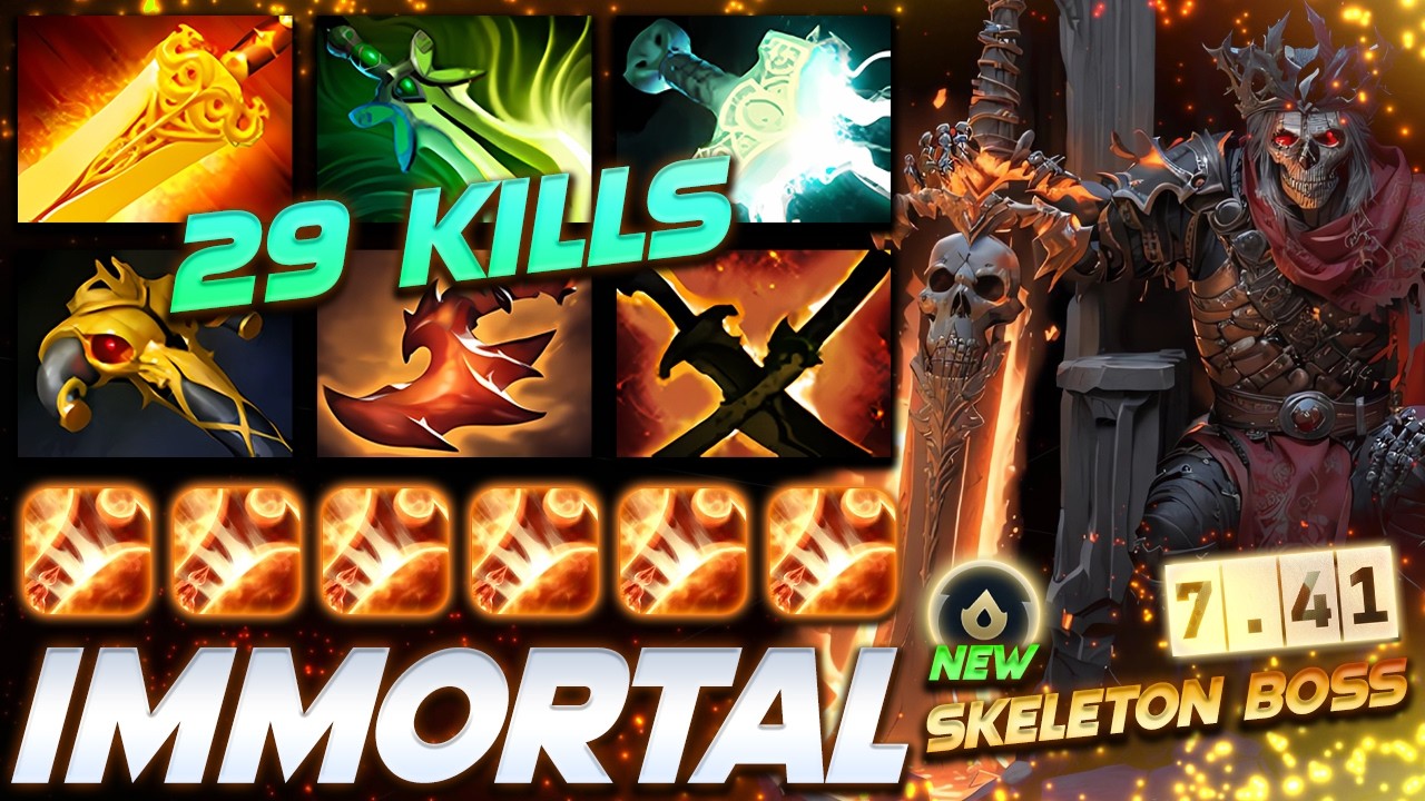 Wraith King 29 Frags Skeleton Boss - Dota 2 Pro Gameplay [Watch & Learn]