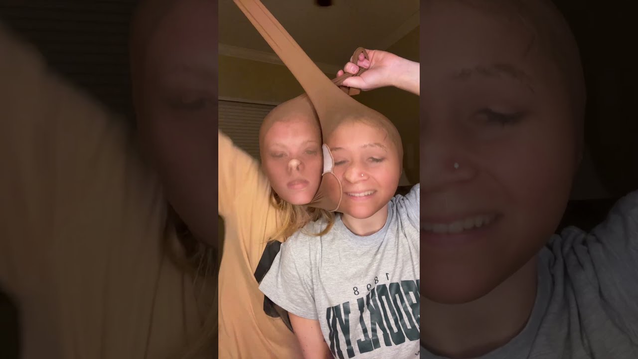 Girls make funny faces with panty hose over their heads!
