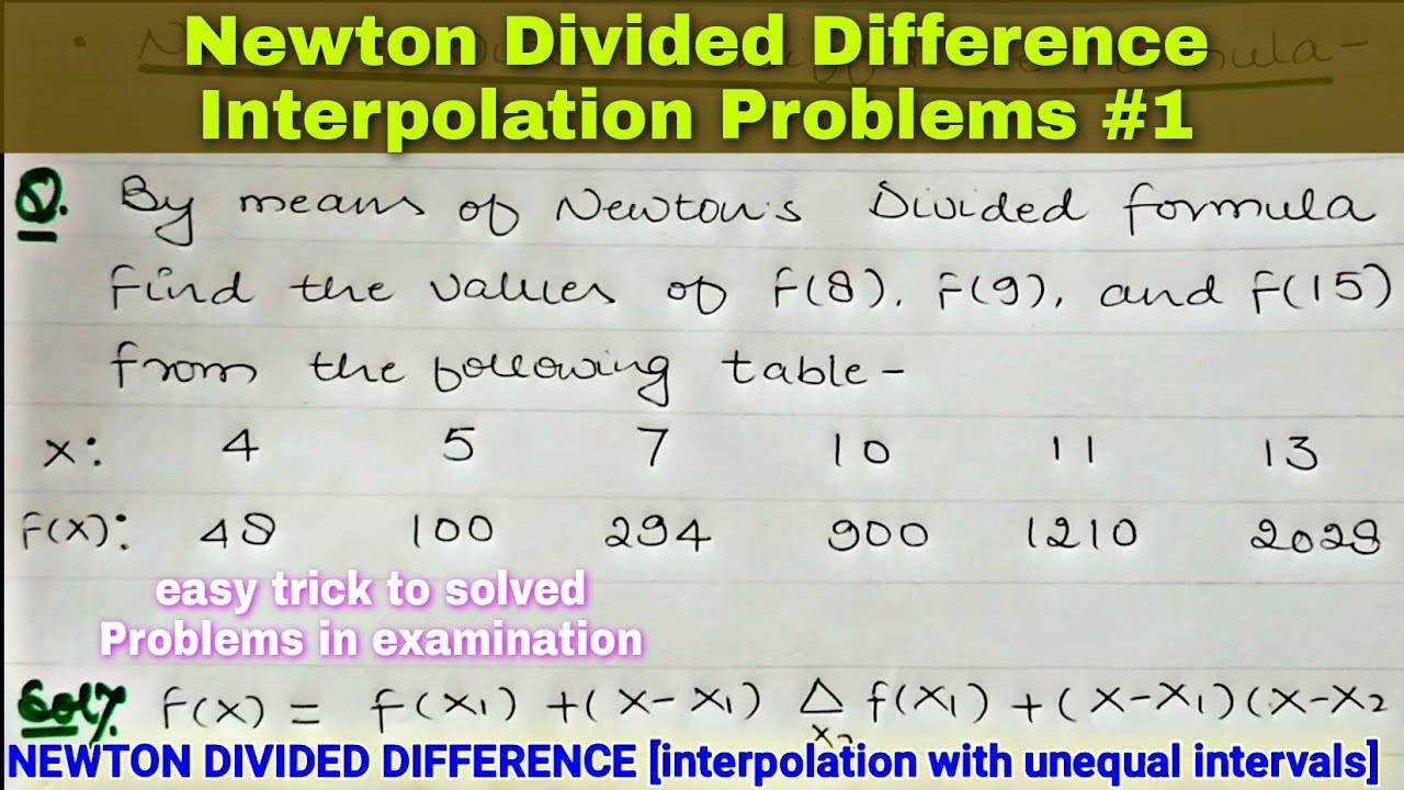 Newton Divided difference Interpolation method | example 1