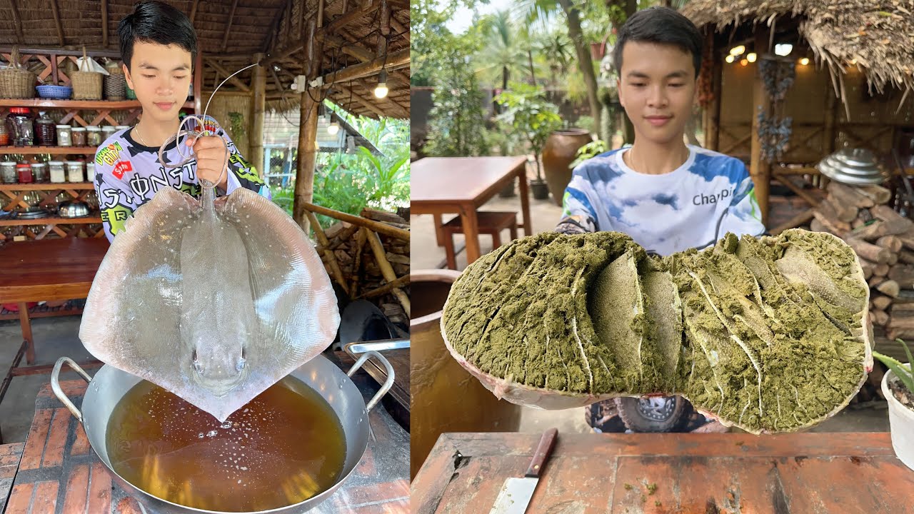Fry stingray, Red pepper fry, Beef tripe cooking, Pig's lung fry recipe | Country chef cooking skill