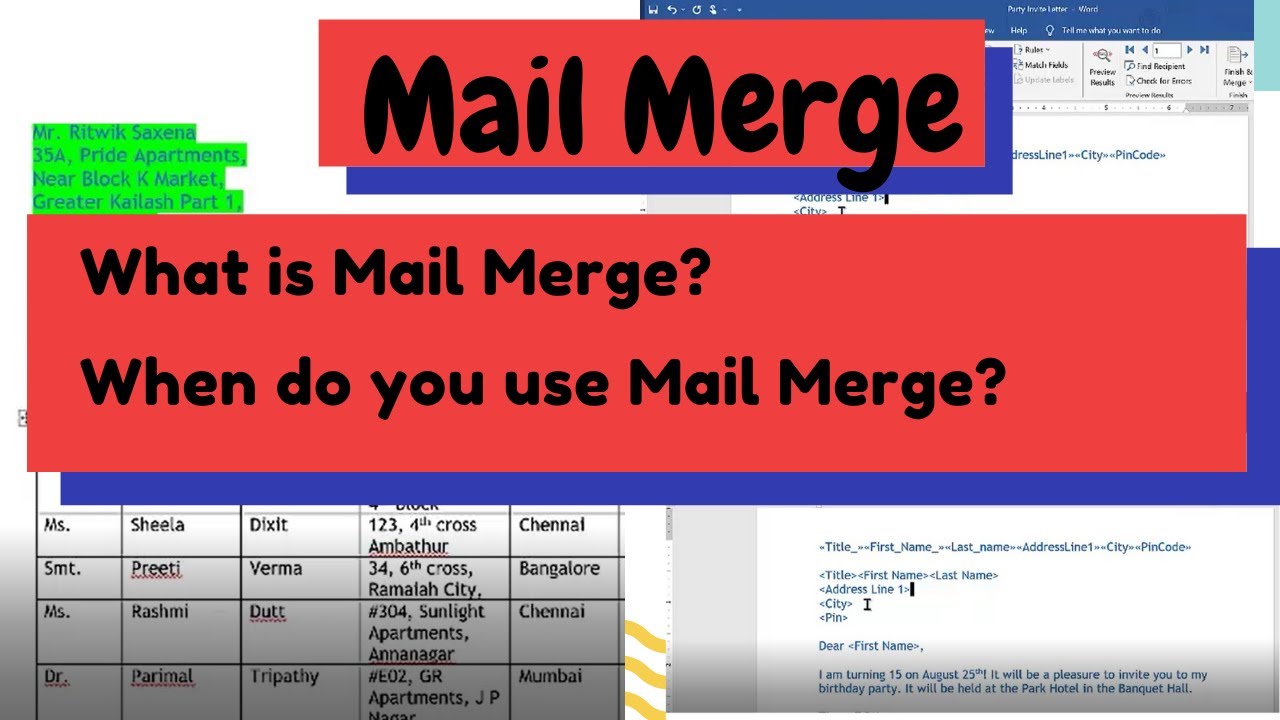 Understanding Mail Merge |  Perform Mail Merge using the  Mail Merge Wizard. | NIOS Made Easy