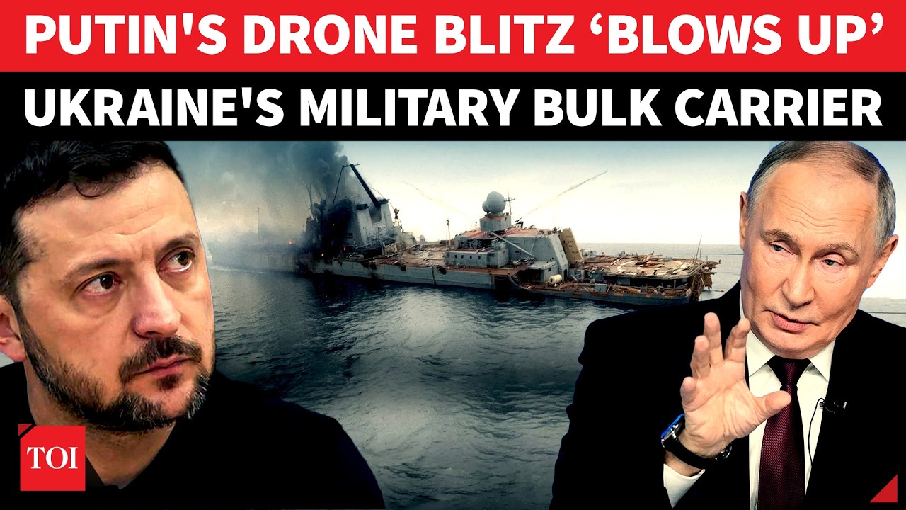 Russian Drone Swarm WRECKS Ukraine's Military Bulk Carrier; War In Black Sea Explodes