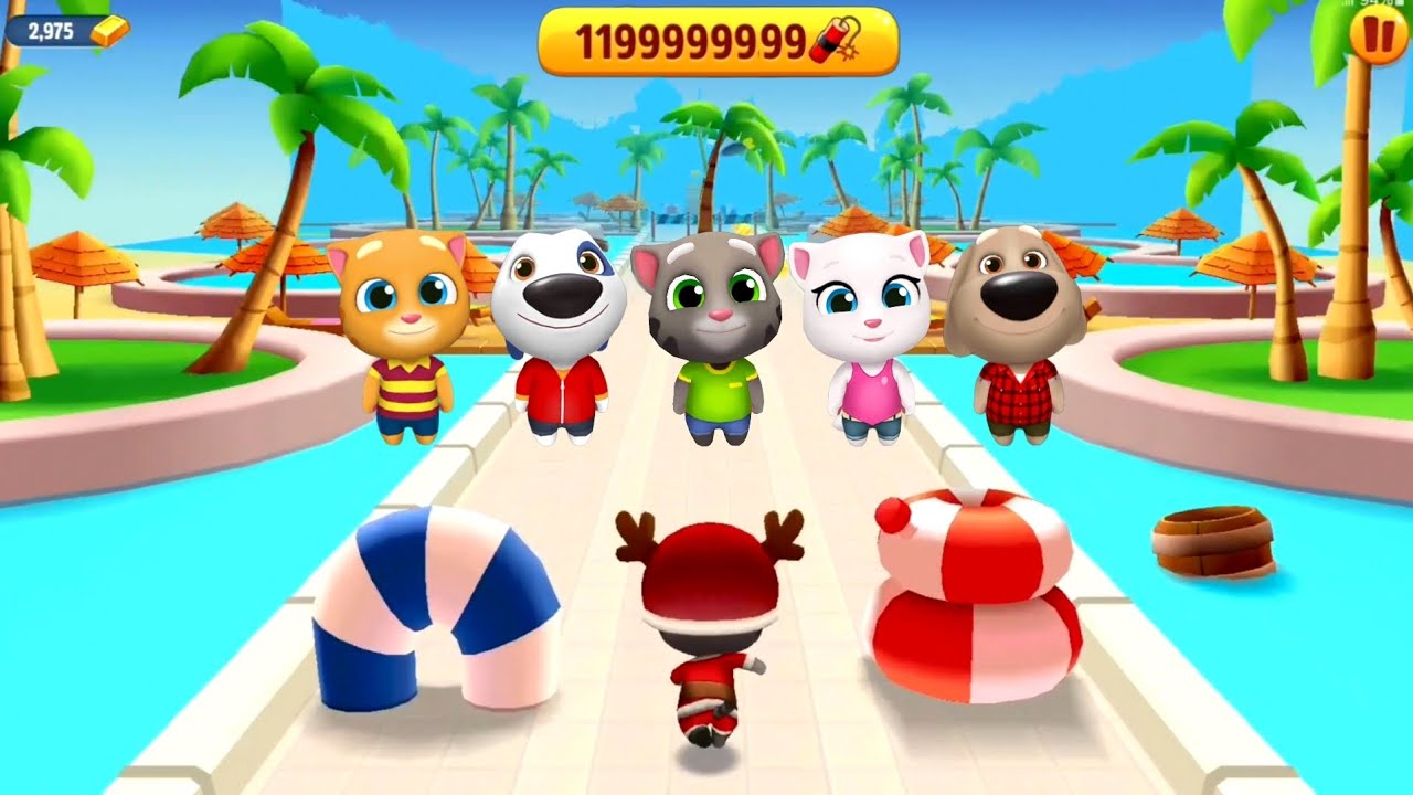 Talking Tom Gold Run - How to Unlock All Heroes - Tom Noel vs Water Park - Full Screen