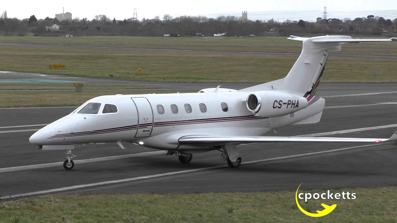 NetJets Phenom 300 CS-PHA - Landing - Close up - Powerful Take off - Gloucestershire Airport