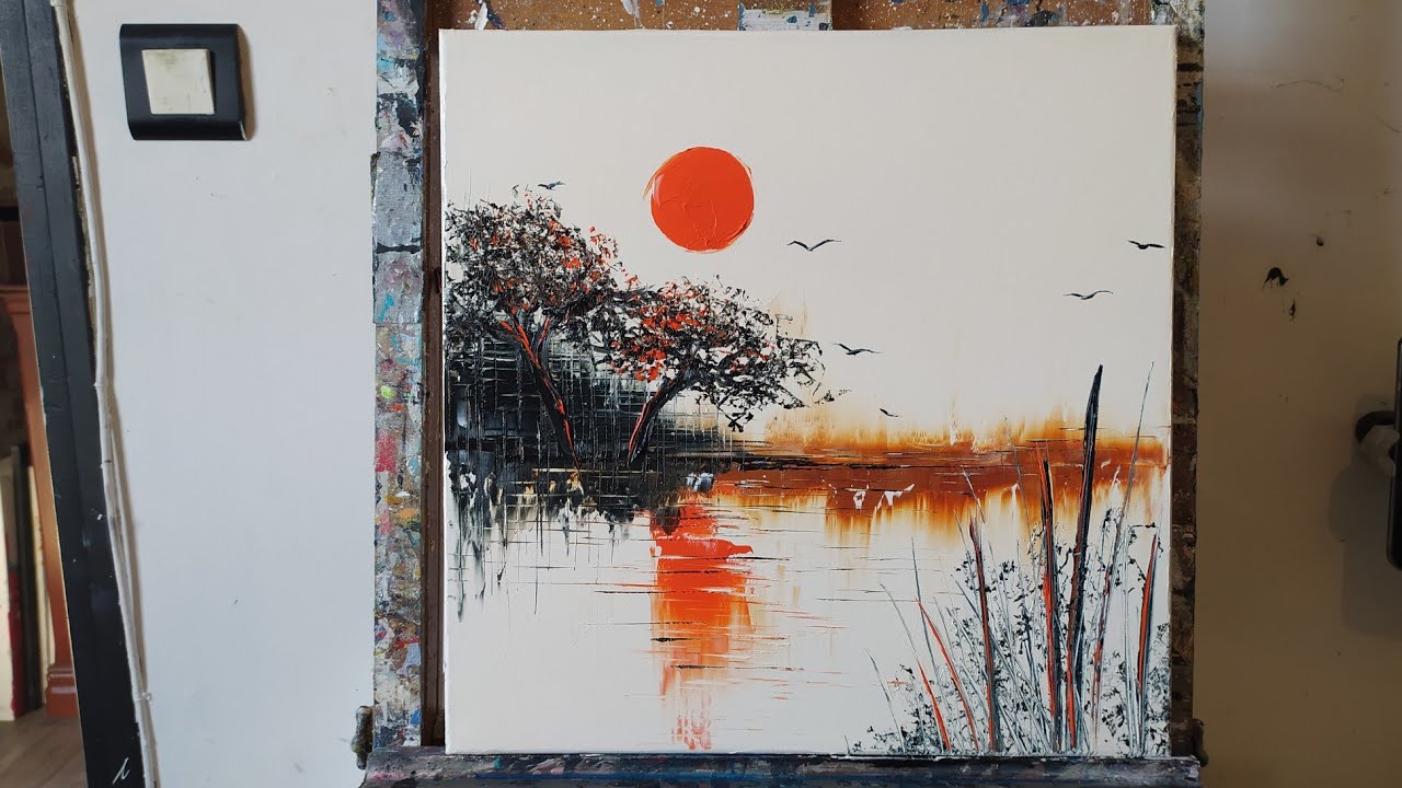 TUTO FACILE : SOLEIL COUCHANT ABSTRAIT par Nelly LESTRADE