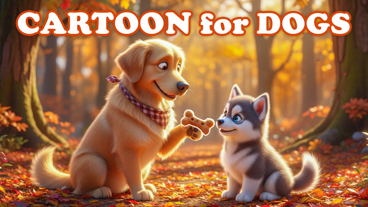 Cartoon for Dogs 🐶 Husky&rsquo;s Autumn School Day - Dog Education with Relaxing Music