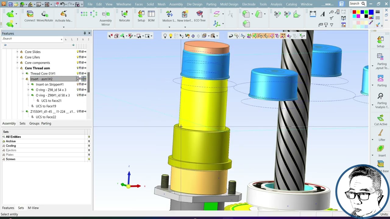 Core pin; Seal Length; Guide Bush; Unscrew Mold