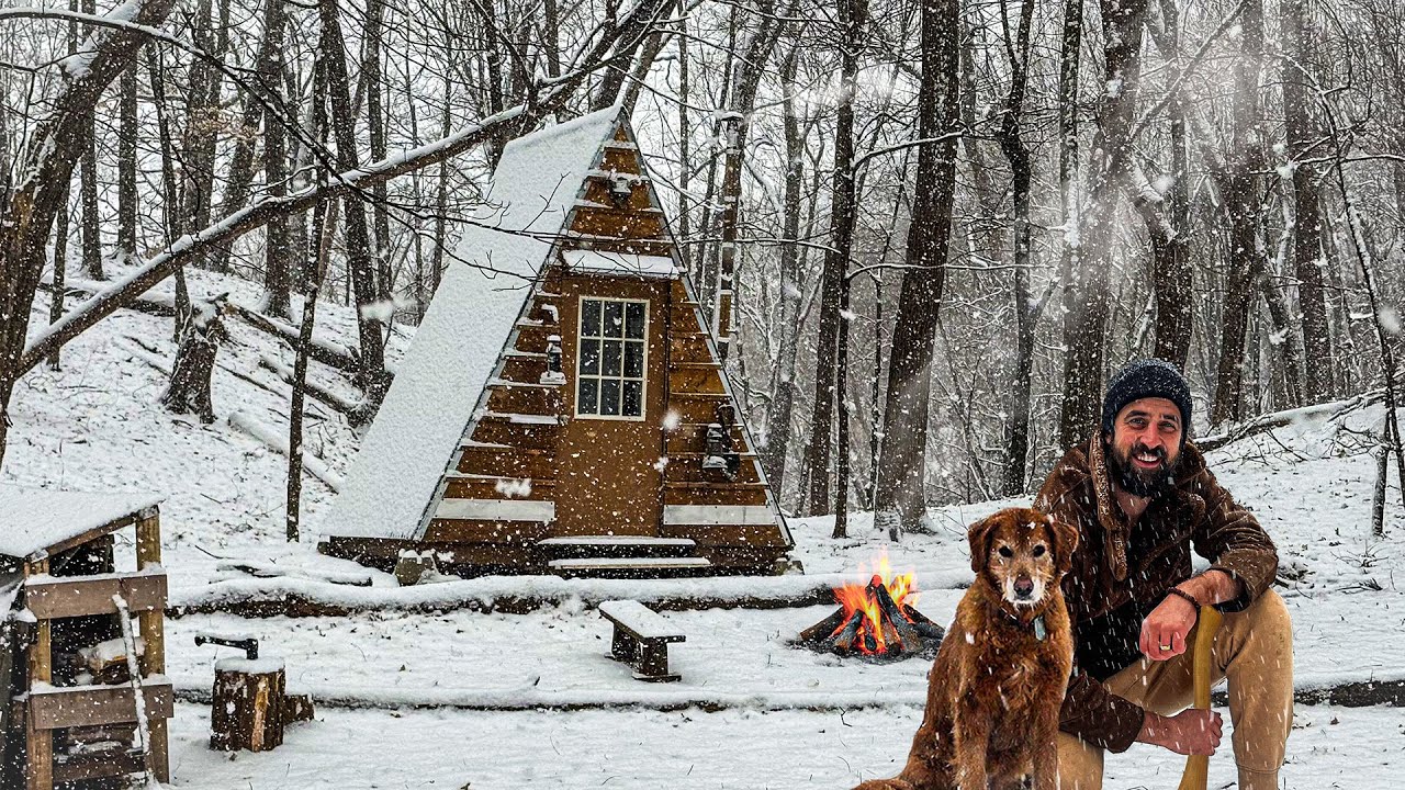 Riding Out a SNOWSTORM at the Cabin with my Dog!