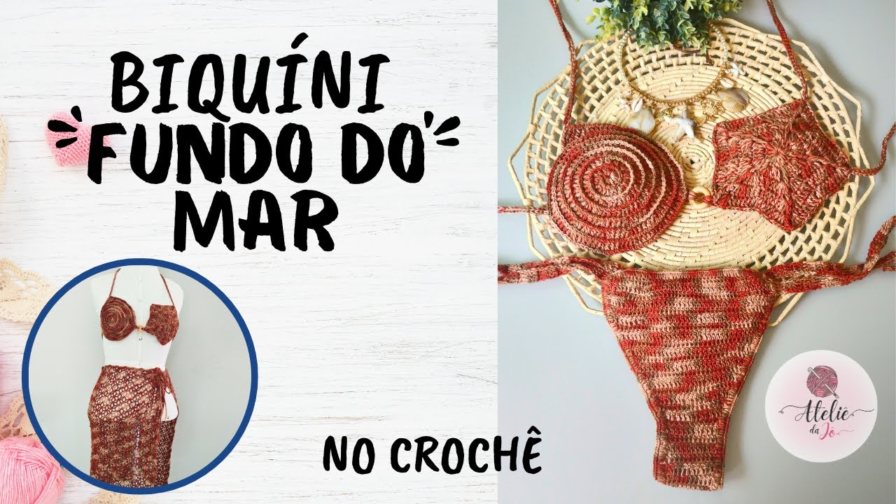 Biquini Fundo do Mar no cochê/ Biquíni Conchas e estrela do mar/ com instruções para P, M e G
