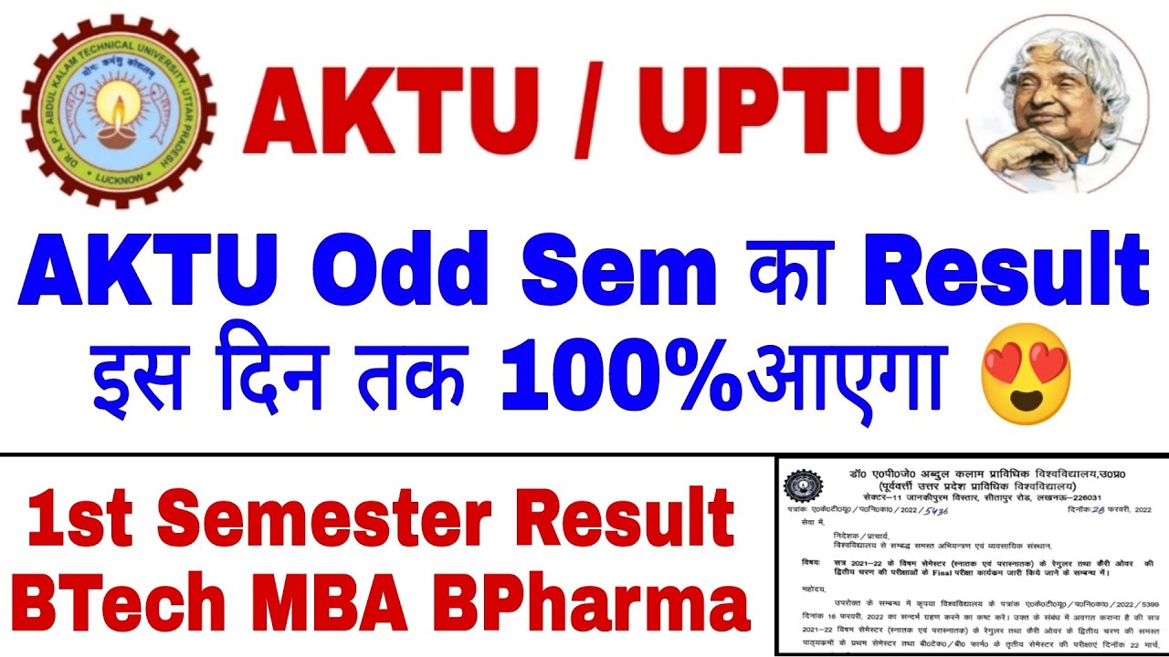 AKTU Odd Semester Result 2022 | AKTU BTech MBA BPharma 1st Year Result 2022 | AKTU One View 2022
