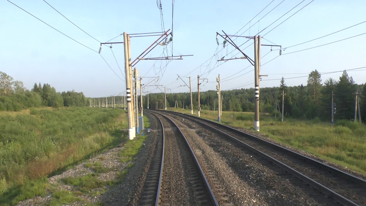 Вид из хвоста поезда - из Коноши в сторону Няндомы