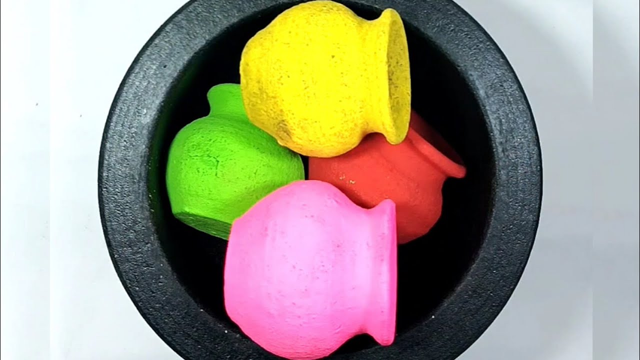 Clay pots crushing video | colour clay pots 