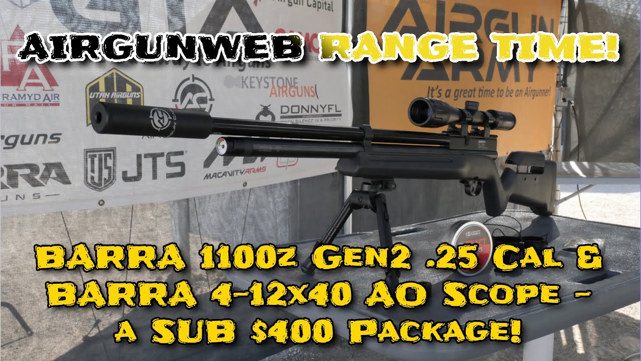 Регулируемая пневматическая винтовка PCP BARRA 1100z Gen2 .25 cal с прицелом BARRA 4-12x40 - AO -...