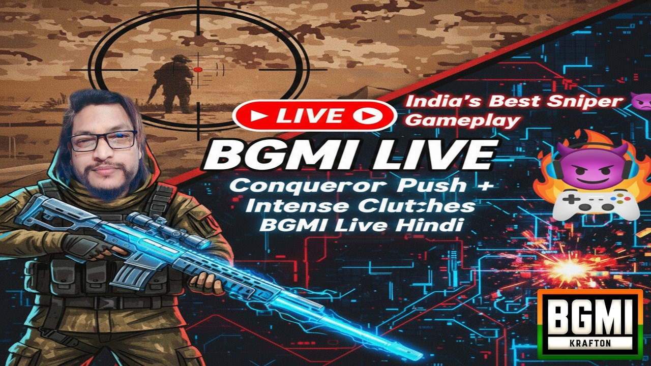 BGMI LIVE 🔴 | India’s Best Sniper Gameplay 😈 | Conqueror Push + Intense Clutches | BGMI Live Hindi