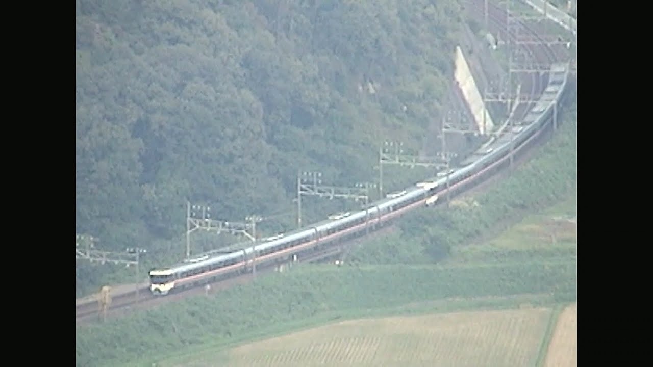 JR東海道線柏原 清滝山俯瞰　智頭急行HOT7000系甲種・383系大阪しなの・キハ85系大阪ひだ