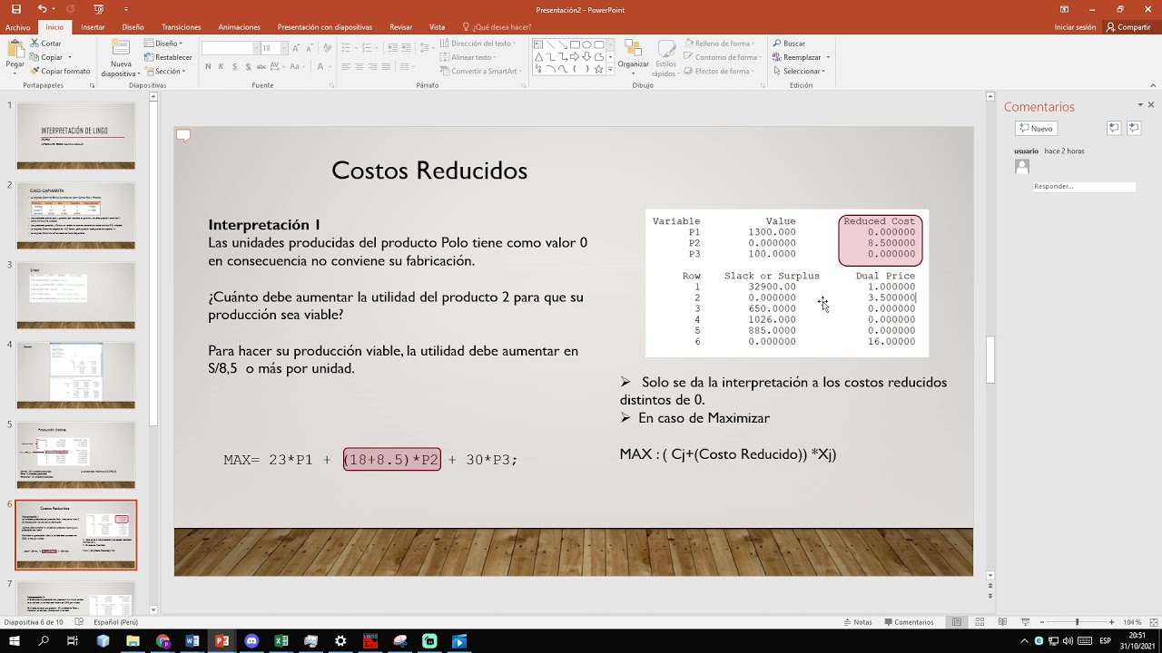 Interpretación Lingo