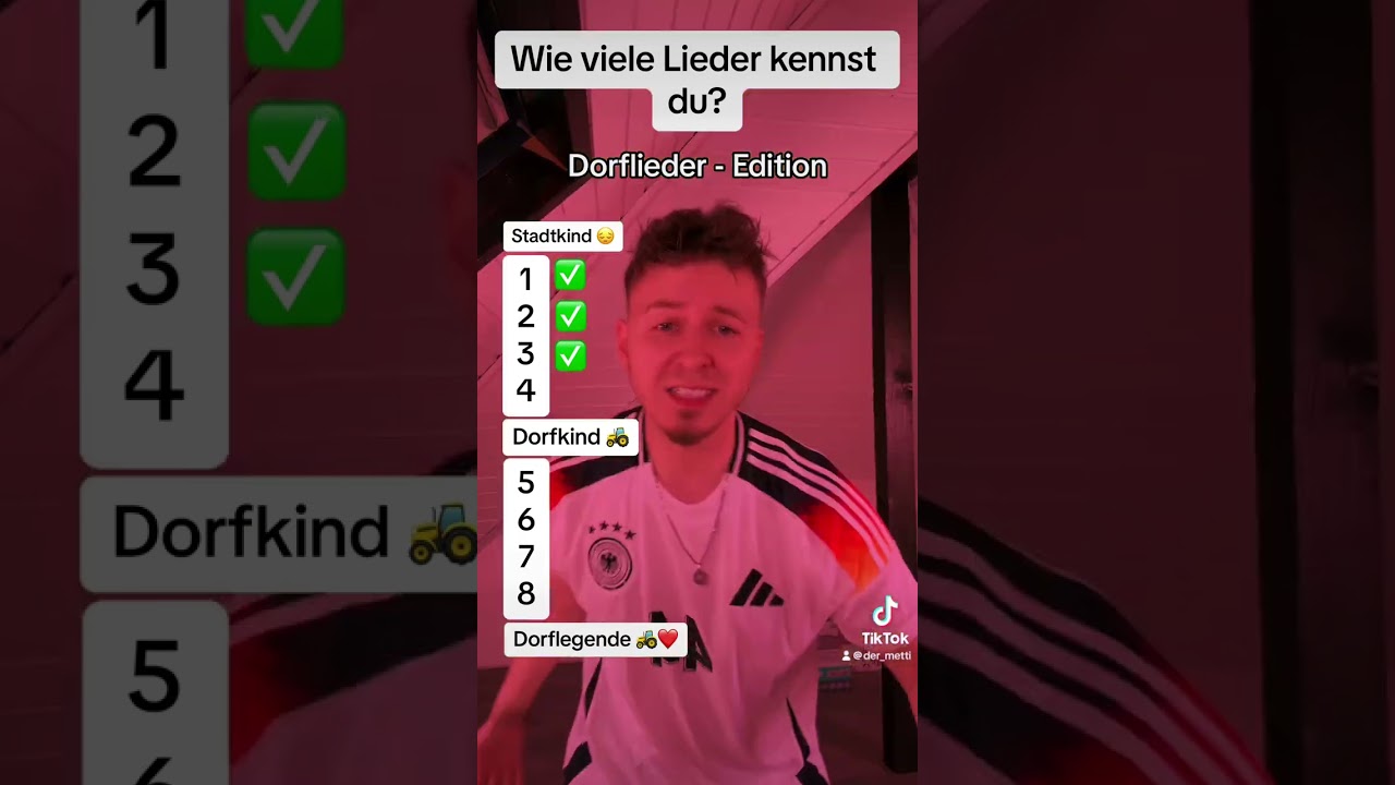 Wie viele Lieder kennst du?  Dorflieder - Edition 🥳🚜 #dorfkind