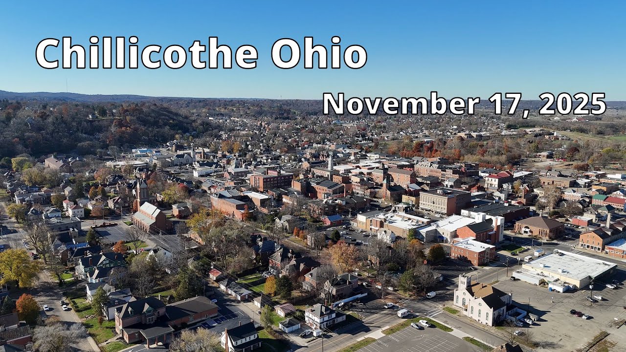 Chillicothe Ohio on November 17, 2025 drone view in 4K
