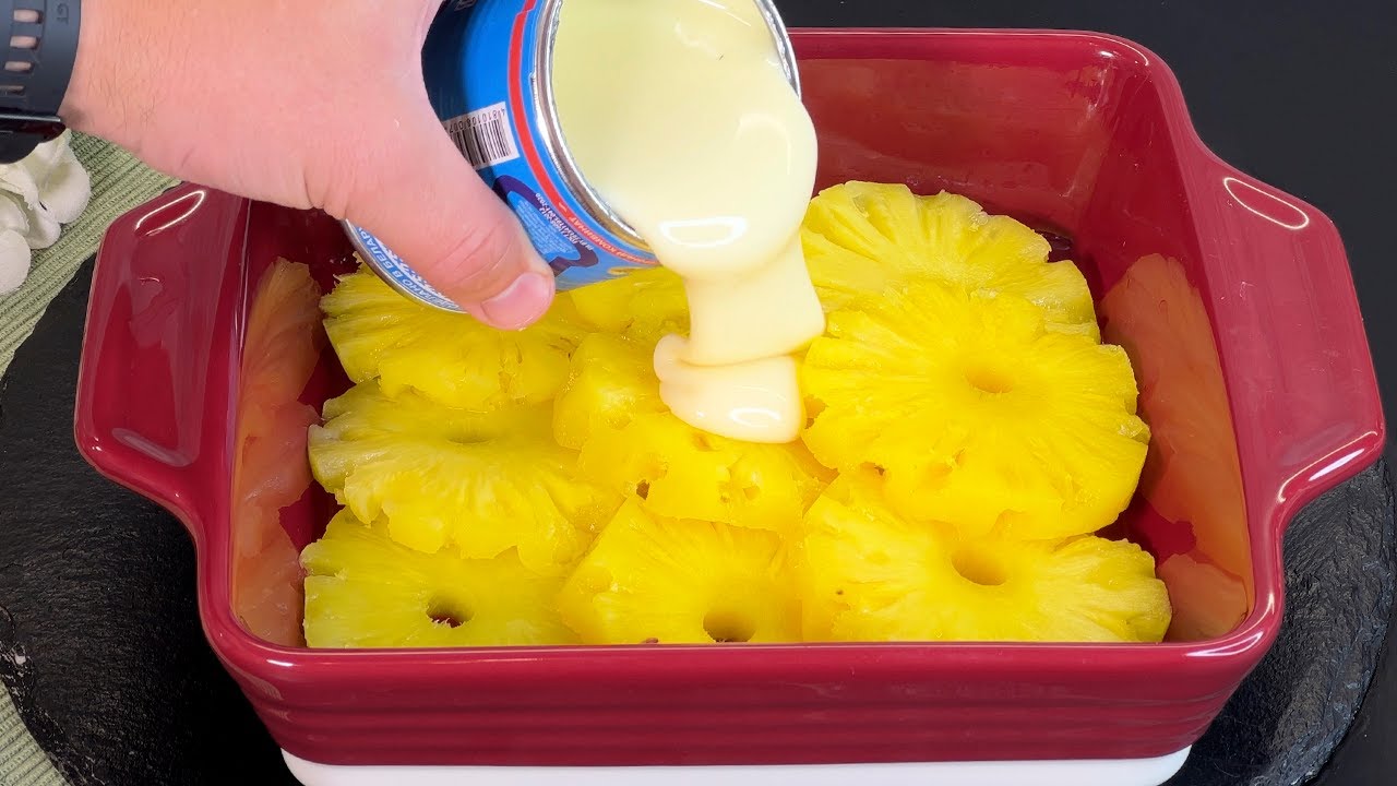Whisk PINEAPPLE with condensed milk 🍍 Incredibly delicious dessert! And no baking!