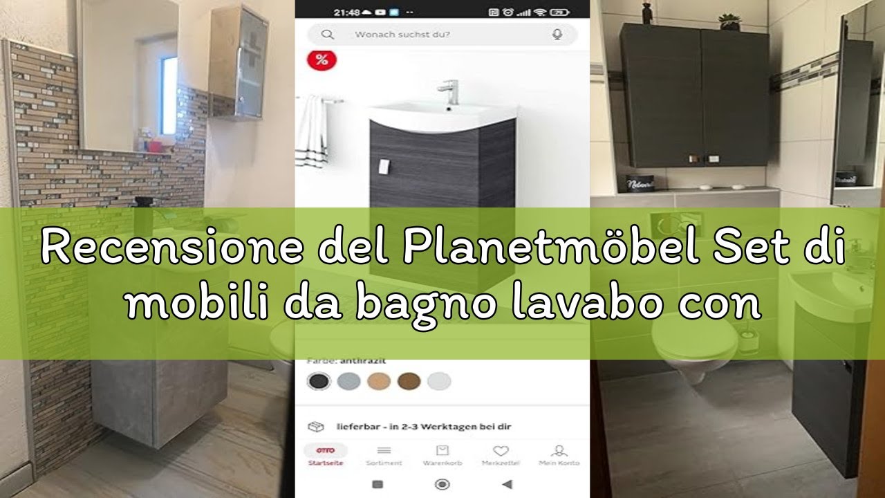 Recensione del Planetm&ouml;bel Set di mobili da bagno lavabo con mobiletto 45 x 60 x 33 cm con armadio m